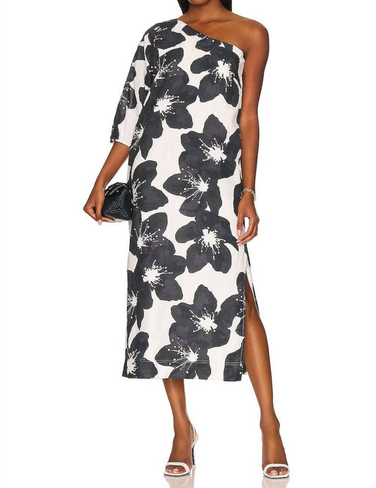 Something Navy - Floral One Shoulder Dress