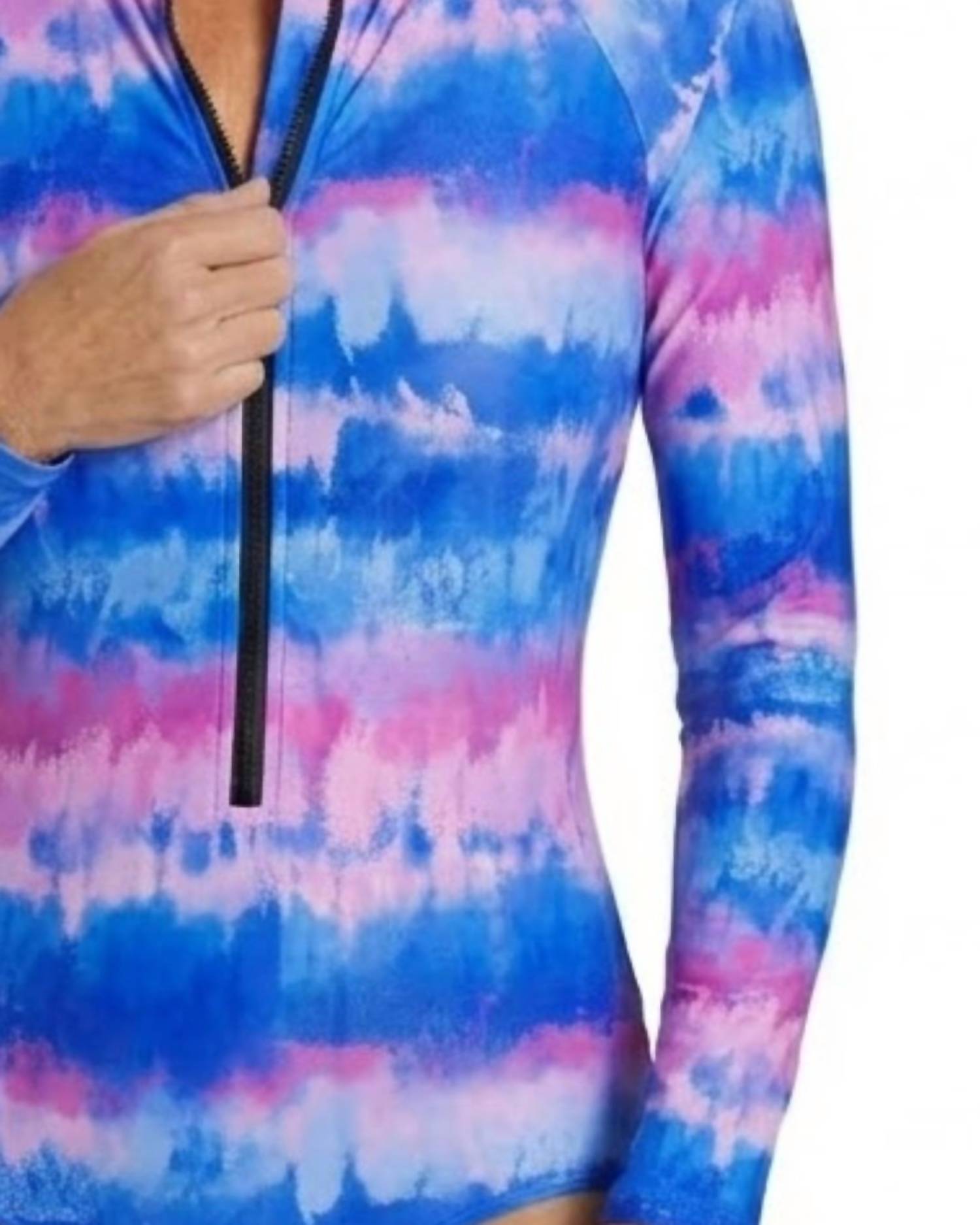 Sporti Scoop Back Unitard Swimsuit in malibus sunrise - women's swimwear - detail view