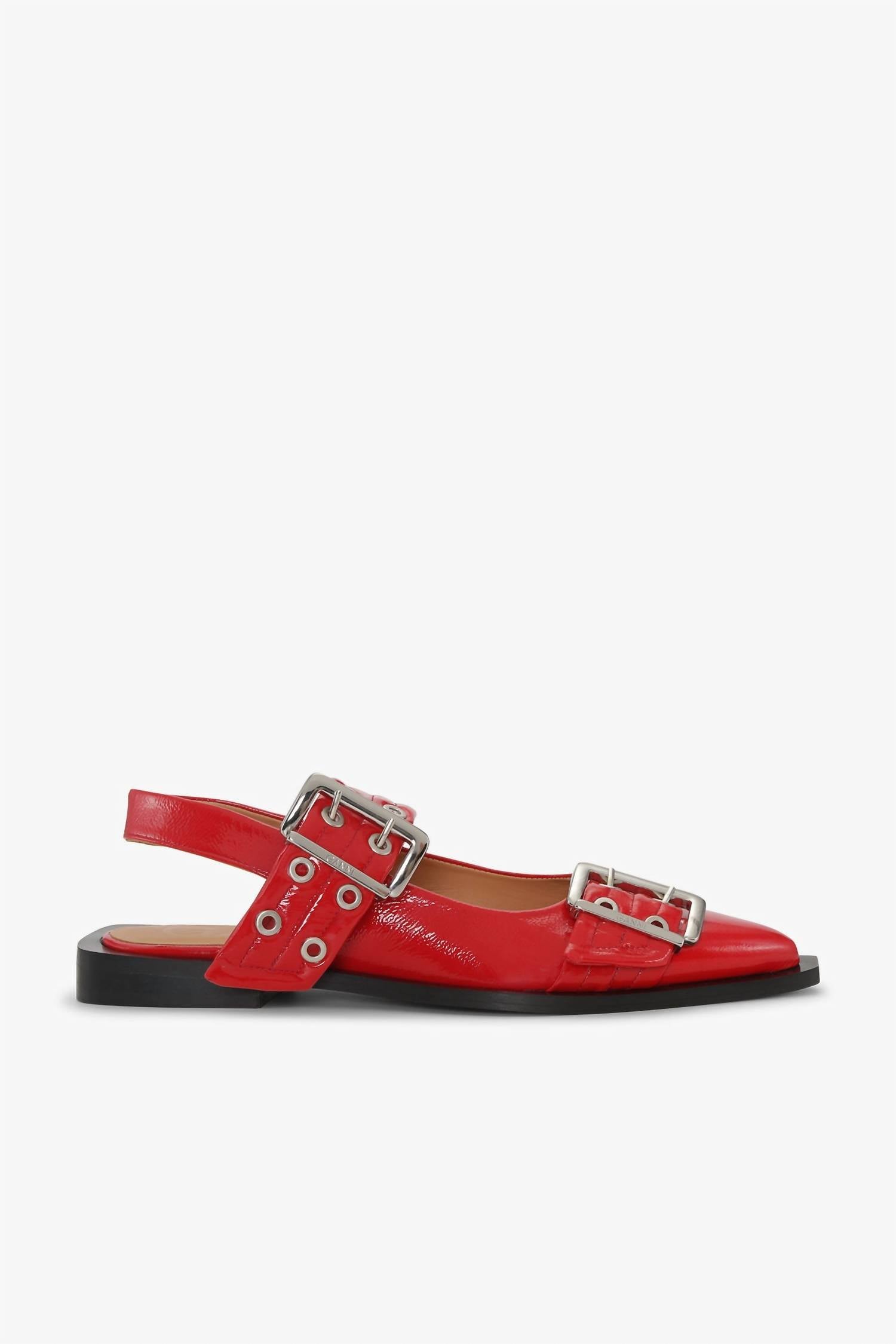 Ganni - Women's Feminine Buckle Ballerina Shoes