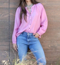 Dylan - Long Sleeves Textured Stripe Blouse