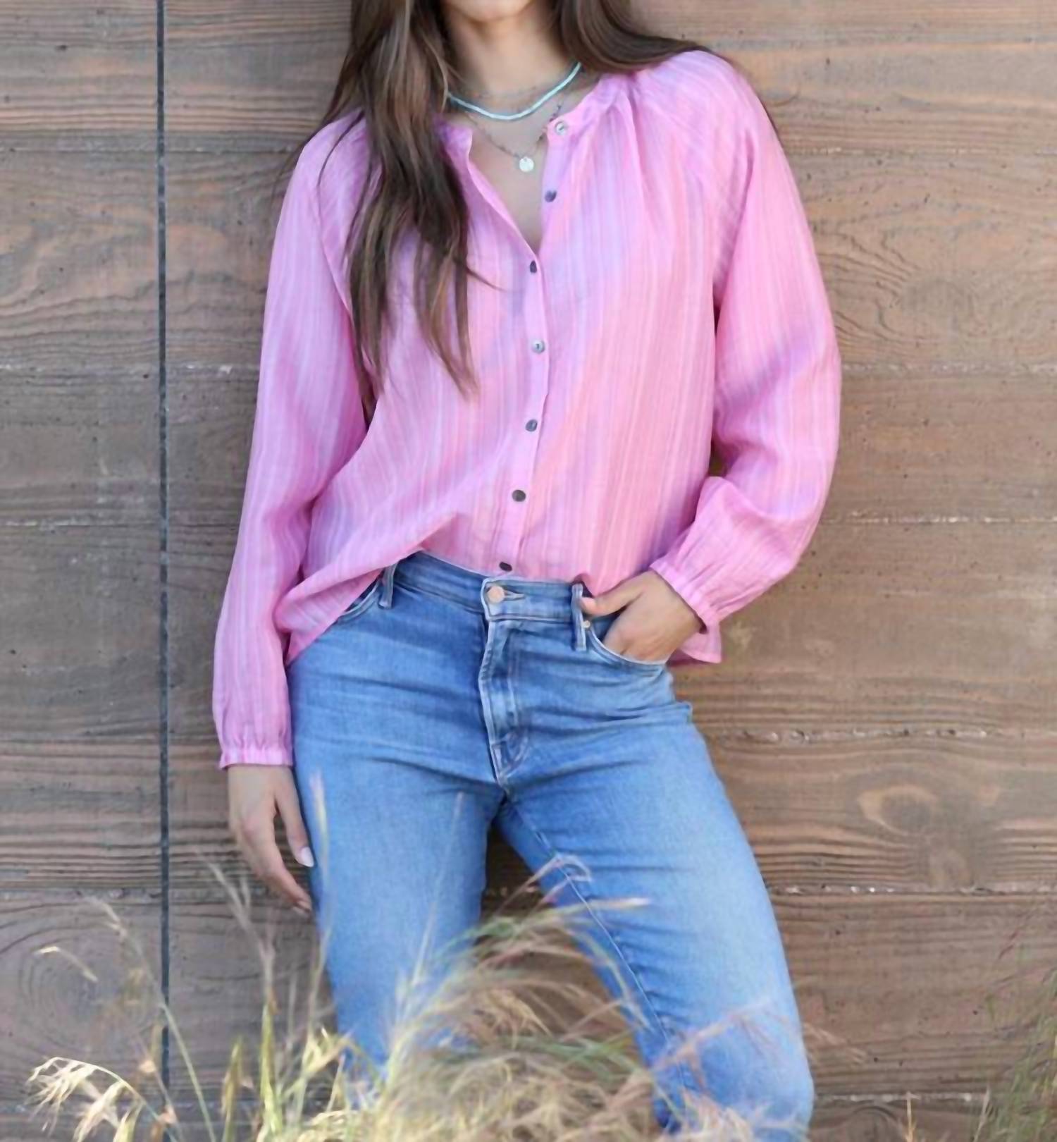 Dylan - Long Sleeves Textured Stripe Blouse