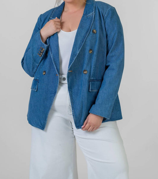 Tanya Taylor - Michelle Denim Long Sleeve Blazer - Plus