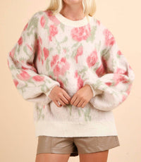 Very J - Garden Bliss Floral Print Knit Sweater