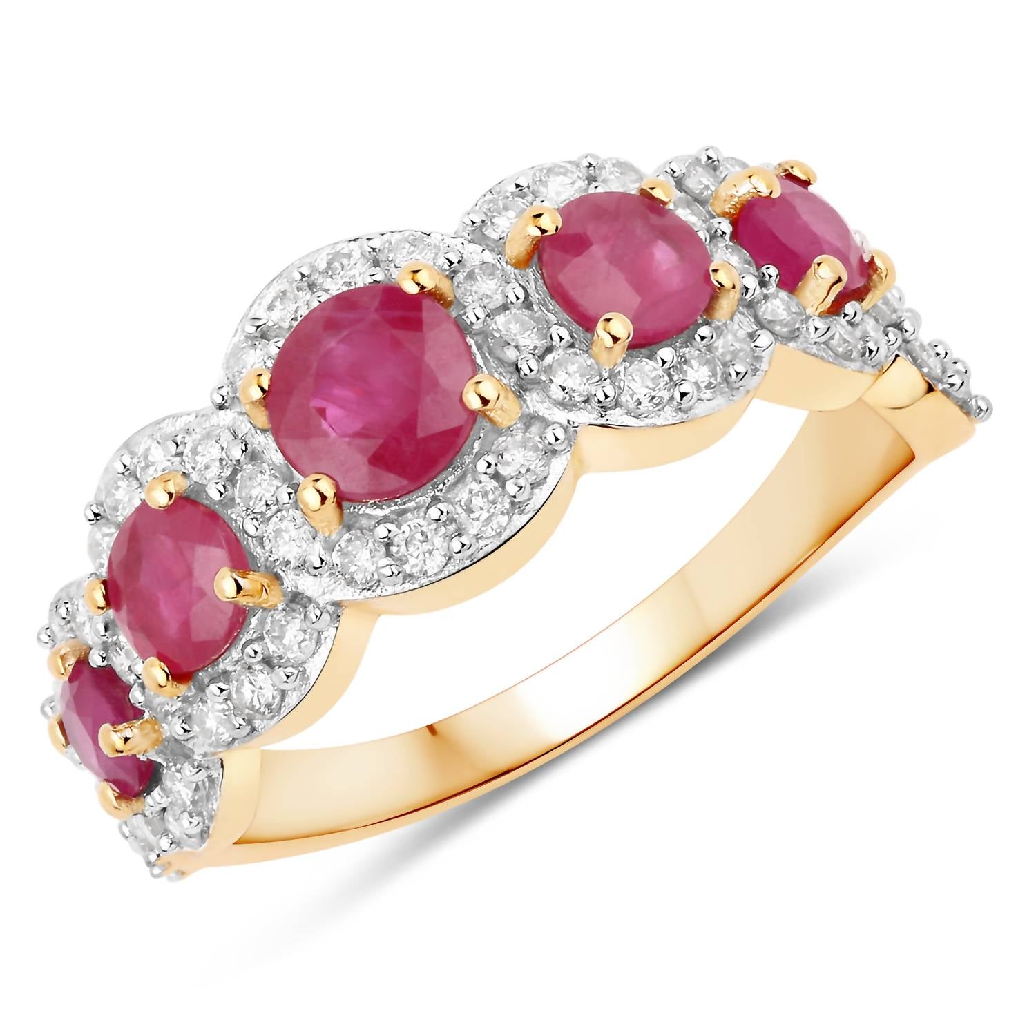 Diana M Jewels Women's Round Natural Ruby Fashion Ring (1.99 Ct) - Classic in 14k yellow gold - women's jewelry - detail view