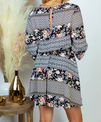 White Birch - Long Sleeve Print Dress