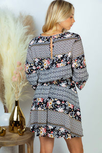 White Birch - Long Sleeve Print Dress