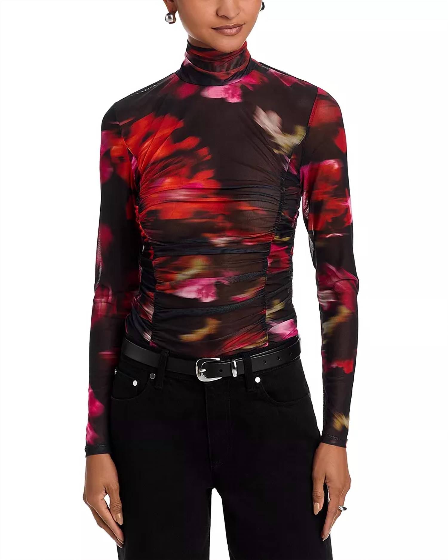 Steve Madden - Taylore Printed Mesh Mock Neck Top