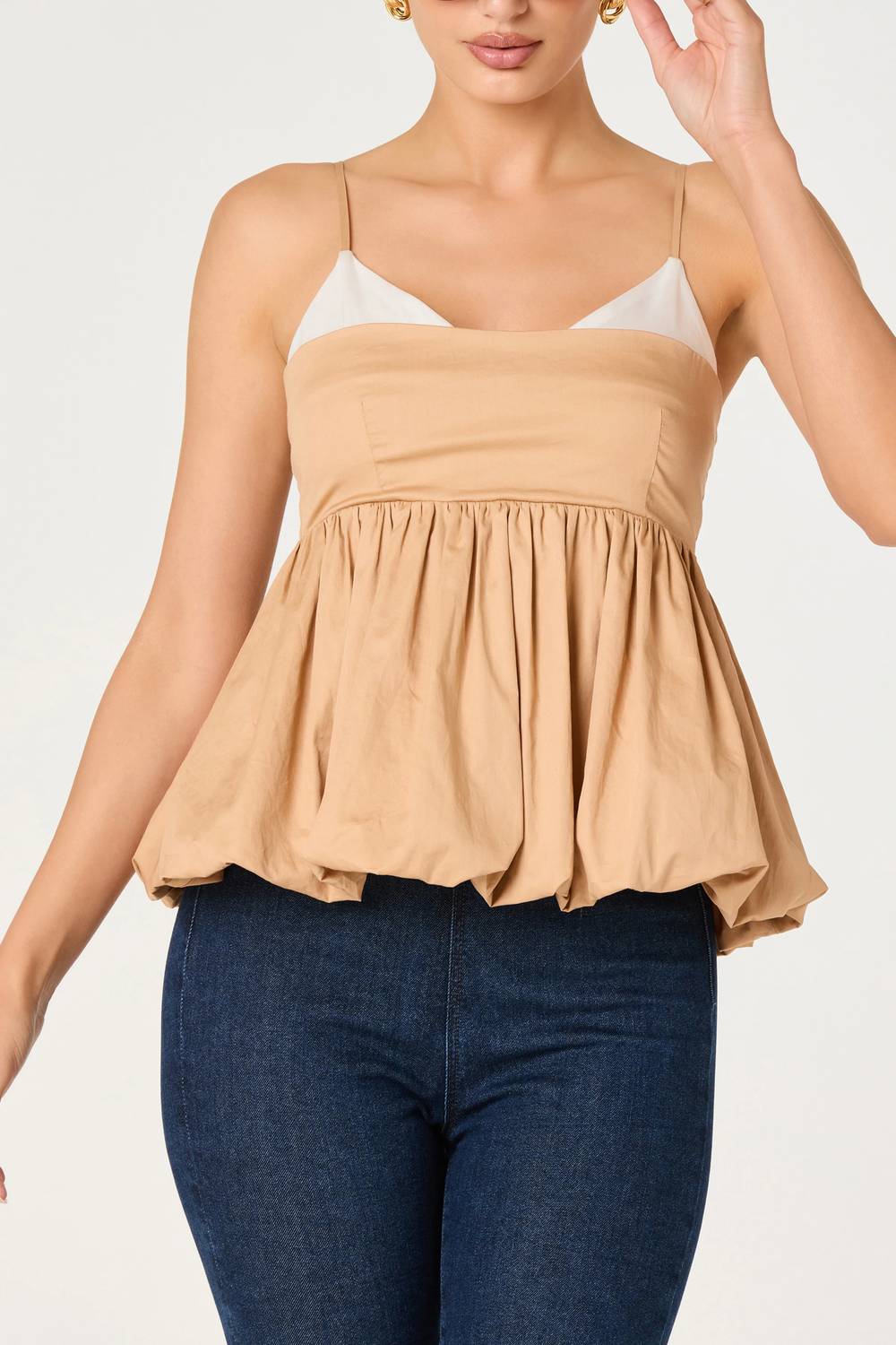 Astr - Alon Faux-layer Bubble Peplum Top