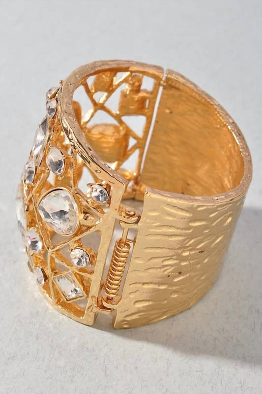 Merveille - Women's Crystal Shape Metal Cuff Bracelet