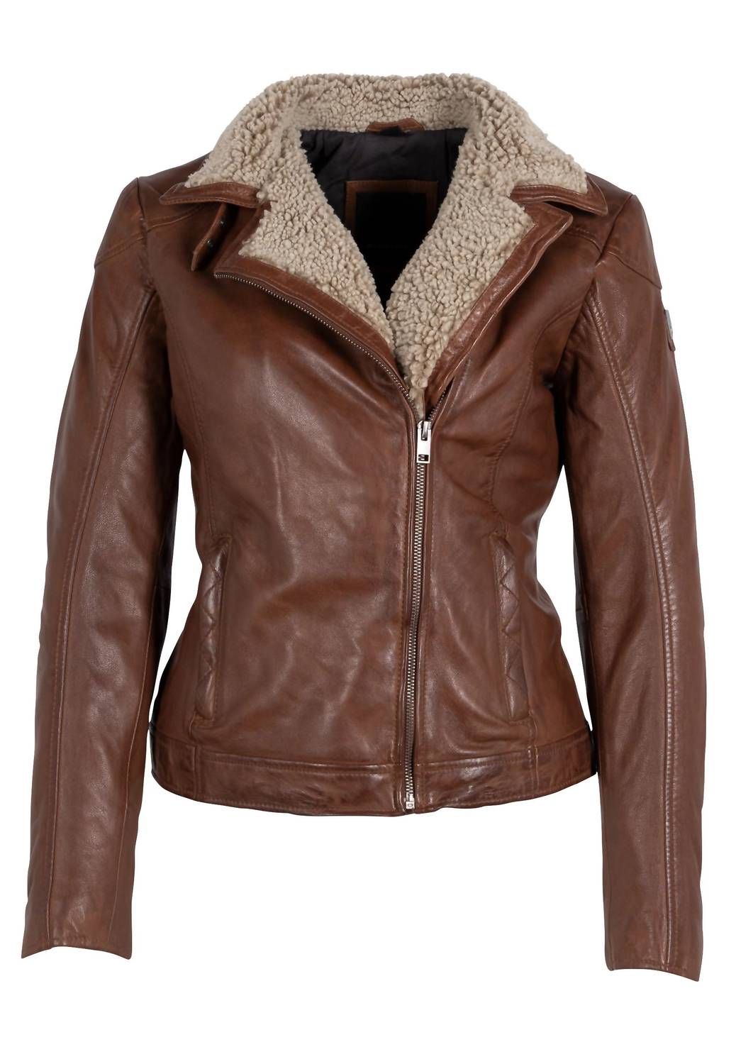 Mauritius - Women Jenja Lamb Leather Jacket With Teddy Fur Trim