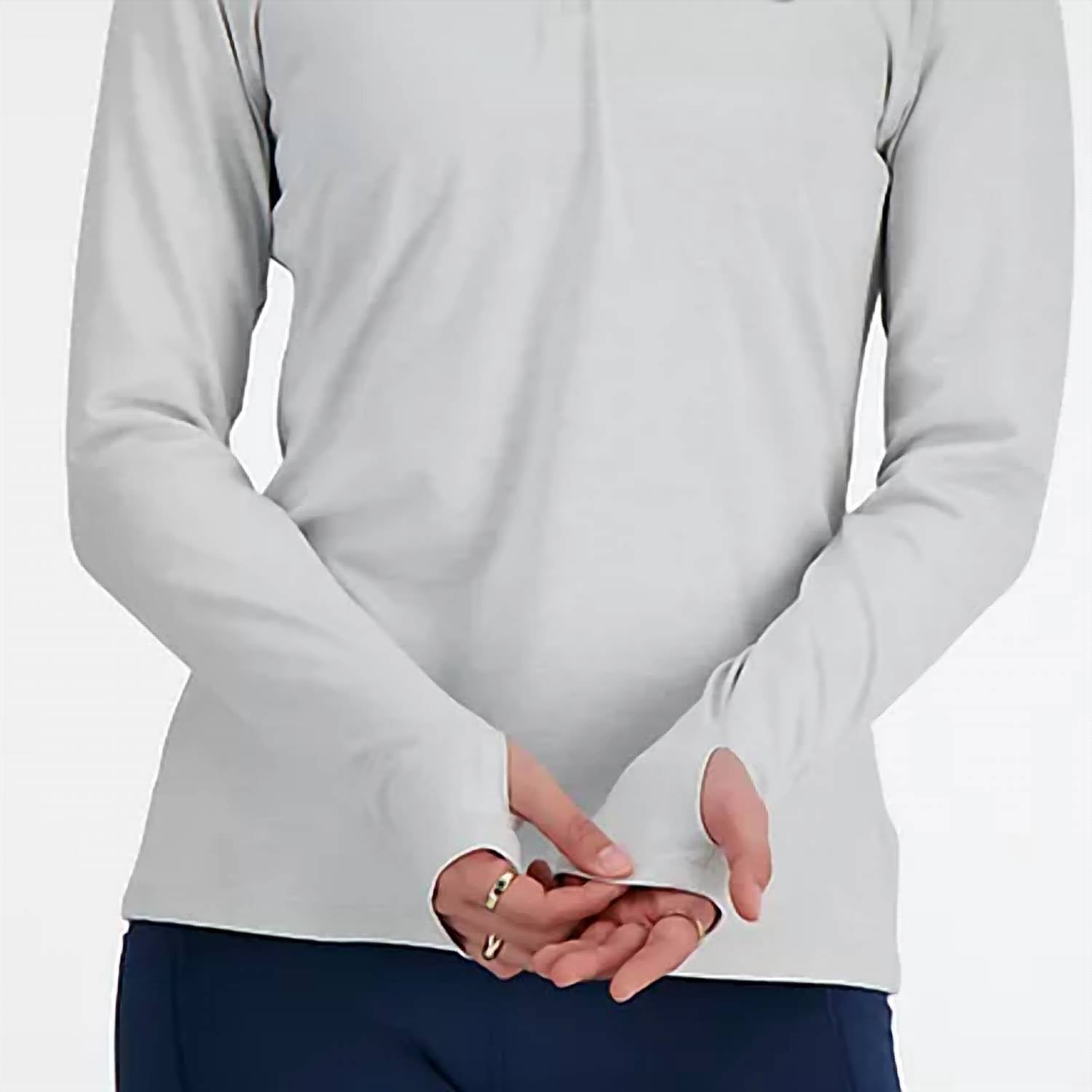 New Balance Sport Essentials Space Dye Quarter Zip Jacket in ash heather - women's jacket - alternate view