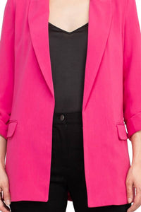 T Tahari - Lapel Collar Open Front Woven Blazer