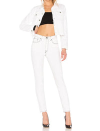 Grlfrnd - Cara Cropped Denim Distressed Jacket