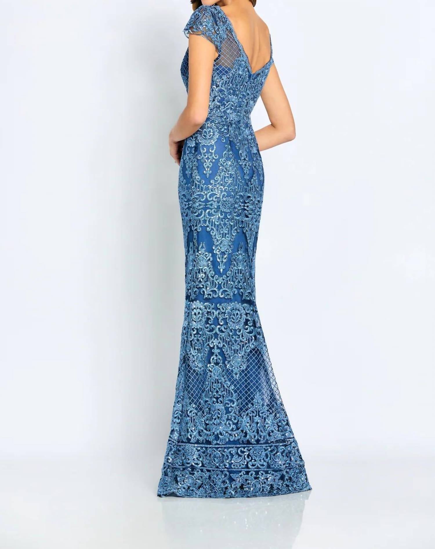 Cameron Blake Classic A-line Dress in wedge wood - women's dress - detail view