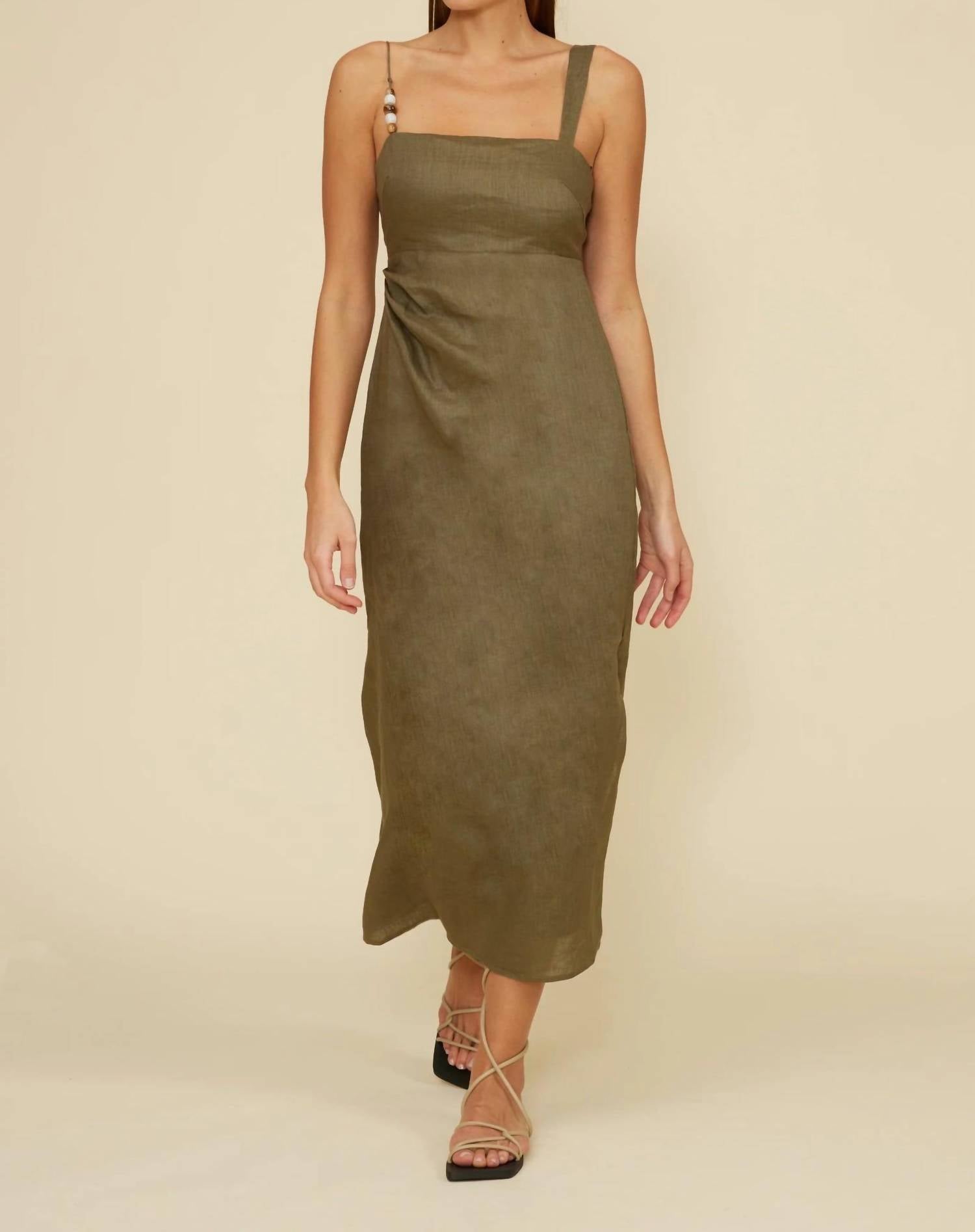 Lucy Paris - Fallon Linen Midi Dress