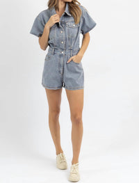 Le Lis - Short Sleeve Denim Romper