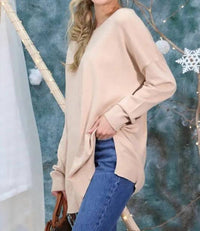 Ninexis Ultrasoft Tunic Sweater in taupe - women's sweater - alternate view