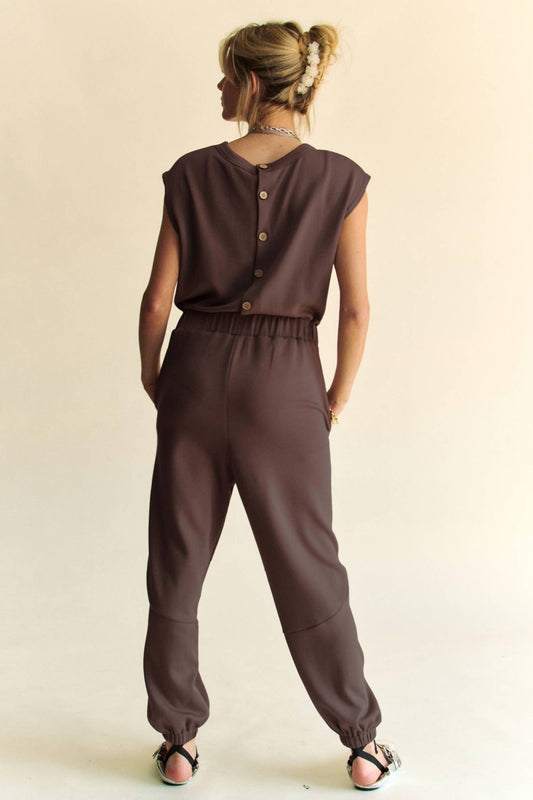 Davi & Dani - Crew Neck Rhinestone Jumpsuit