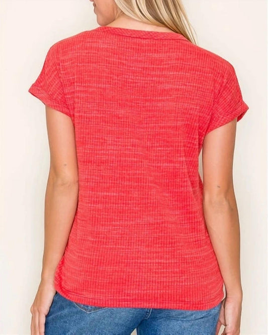 Staccato - Textured Knit Short Sleeve Top