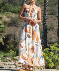 Illa Illa - Coastal Canvas Halter Maxi Dress