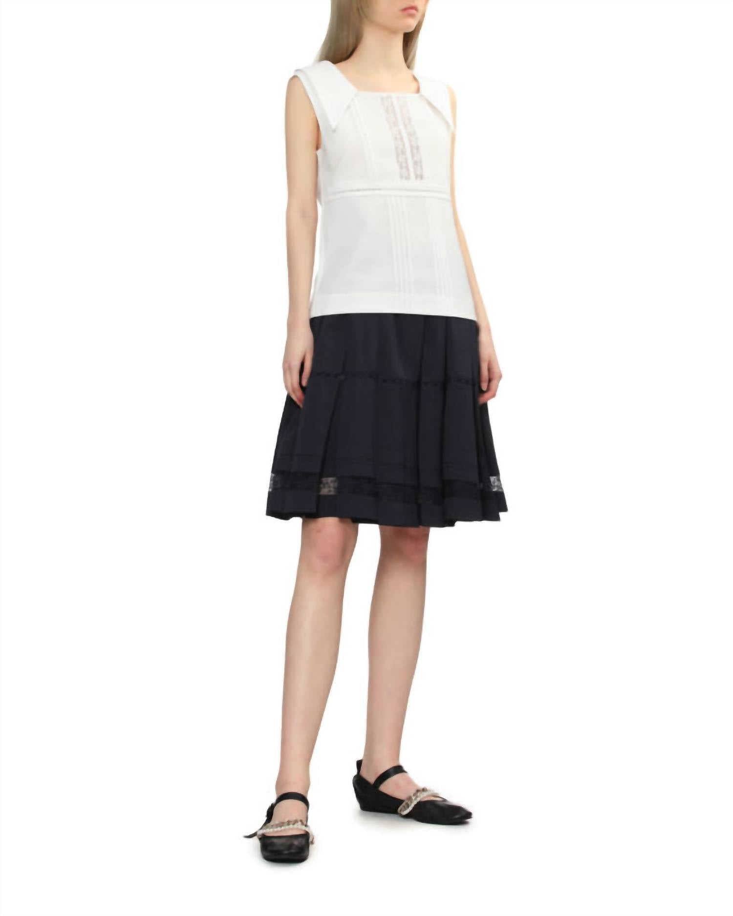 Shushu/Tong Square Neck Lace Vest Top in white - women's tank top - detail view