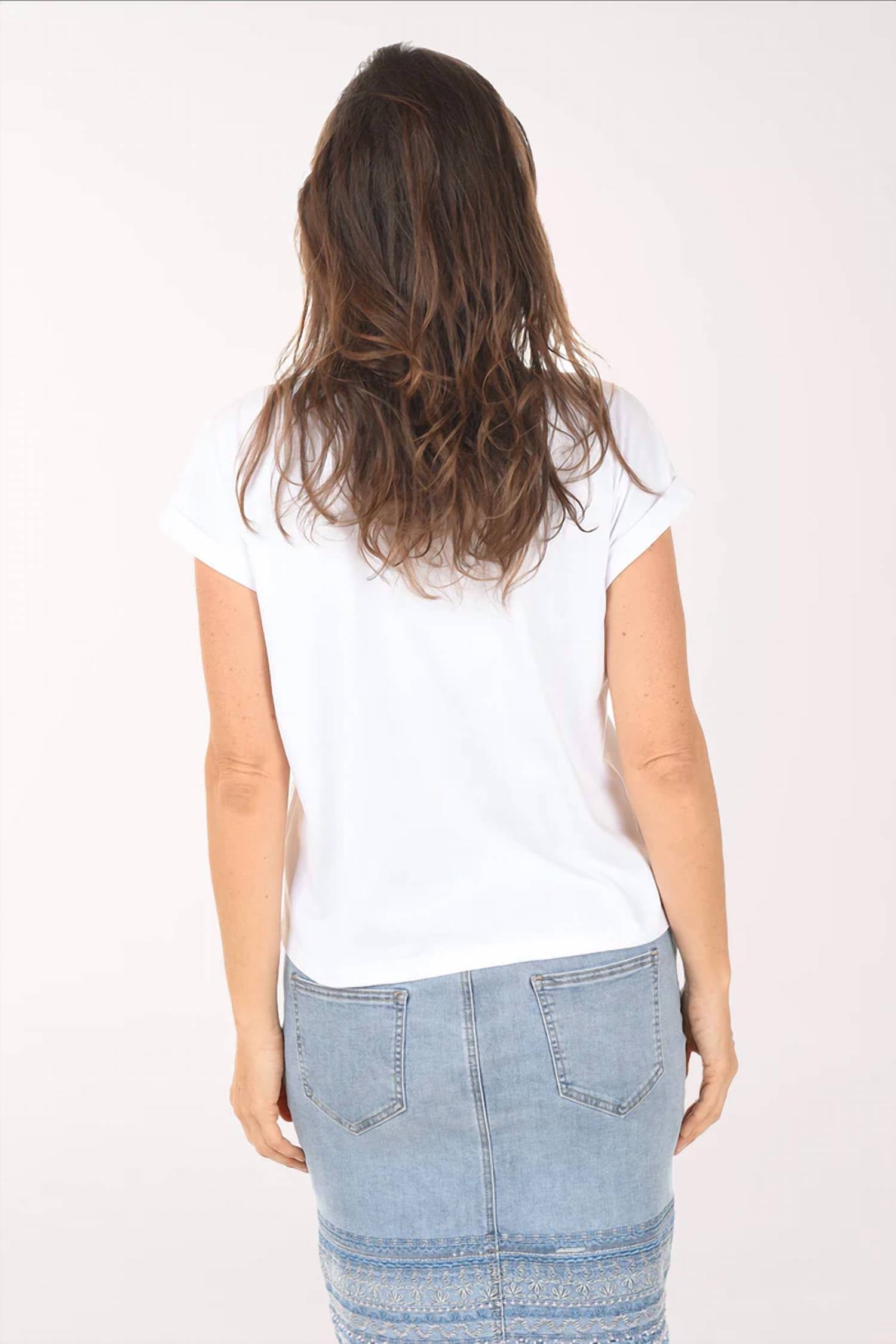 Charlie B - Cuffed Sleeve Embroidery Details T-shirt