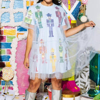 QUEEN OF SPARKLES Nutcracker Tulle Dress in blue rainbow - women's dress