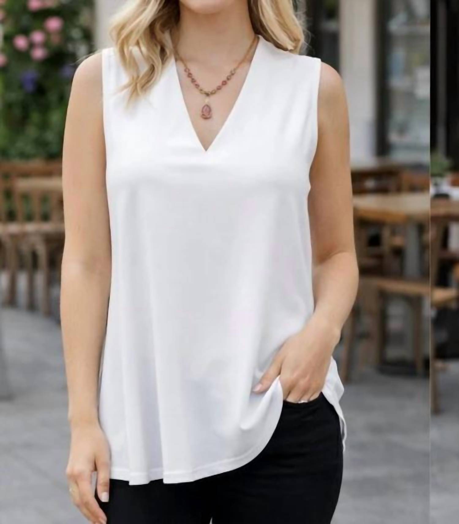 Joseph Ribkoff - Pleated V-neck Top