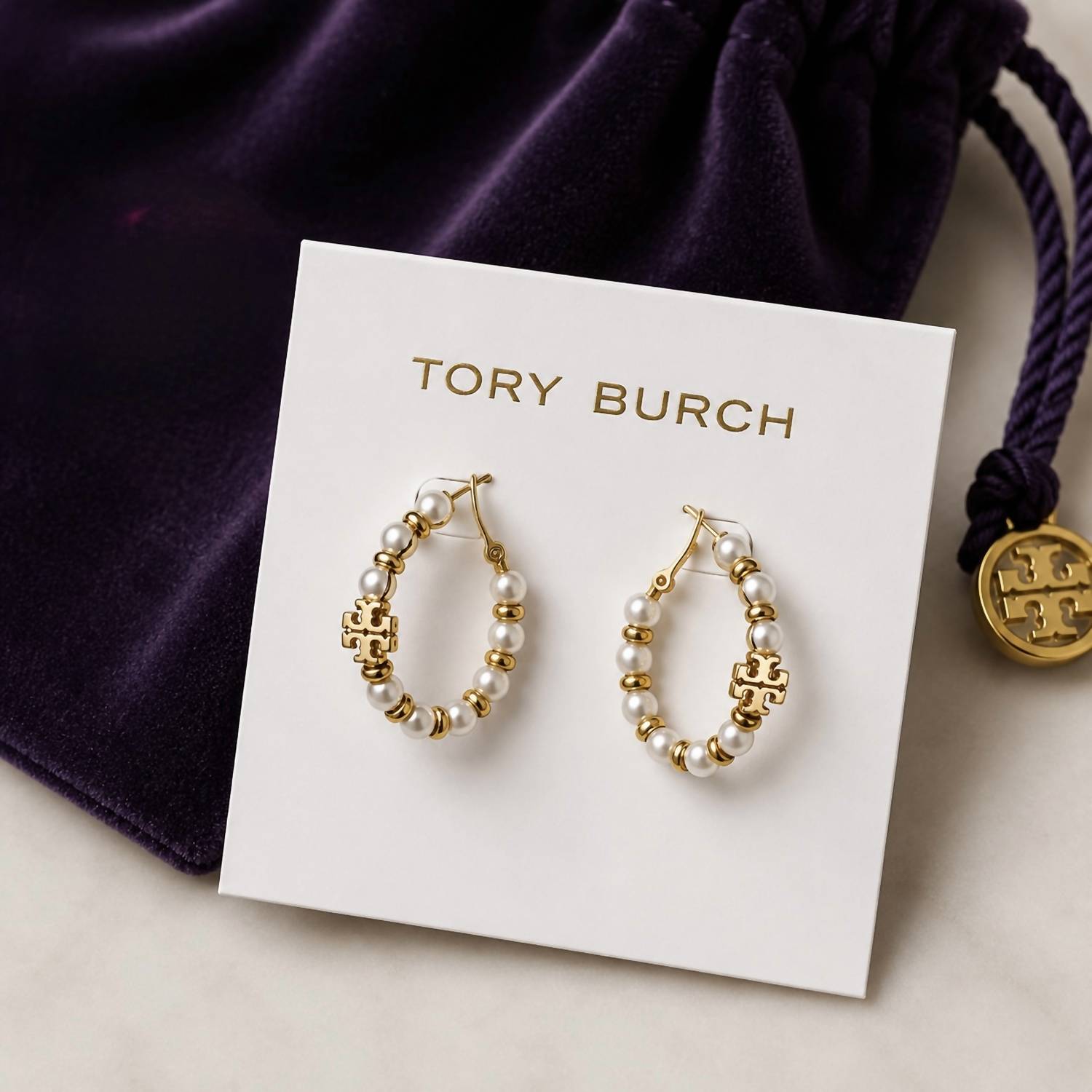 Tory Burch - Kira Pearl Hoop Earrings