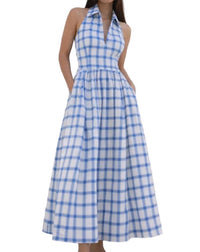 Caroline Constas - Aya Collared Midi Halter Dress