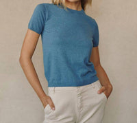 Bella Dahl Short Sleeve Crew Neck Top in hudson blue - women's t-shirt