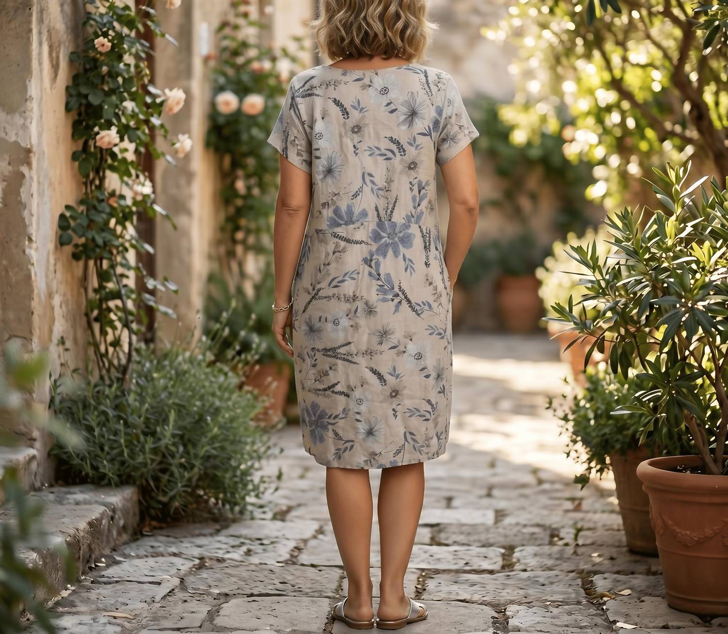 Made In Italy - Modern Meadow Linen Dress