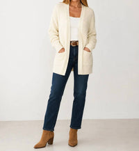 Zenana - Waffle Knit Open Cardigan Sweater