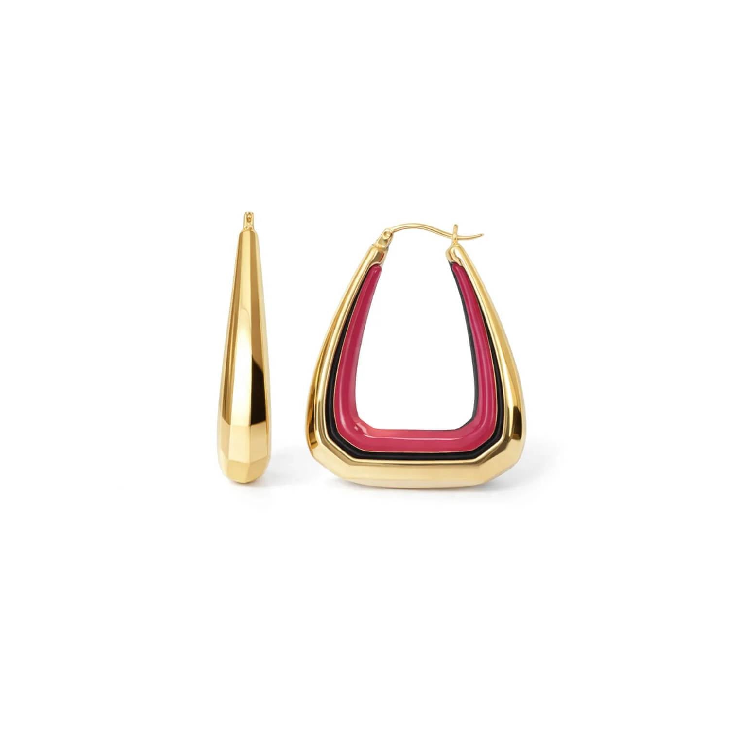 Gold & Honey - Women's Triangle Gem Cut Hoop Earrings