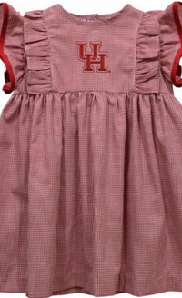 Vive La Fete - Girl's University Of Houston Cougars Gingham Ruffle Dress