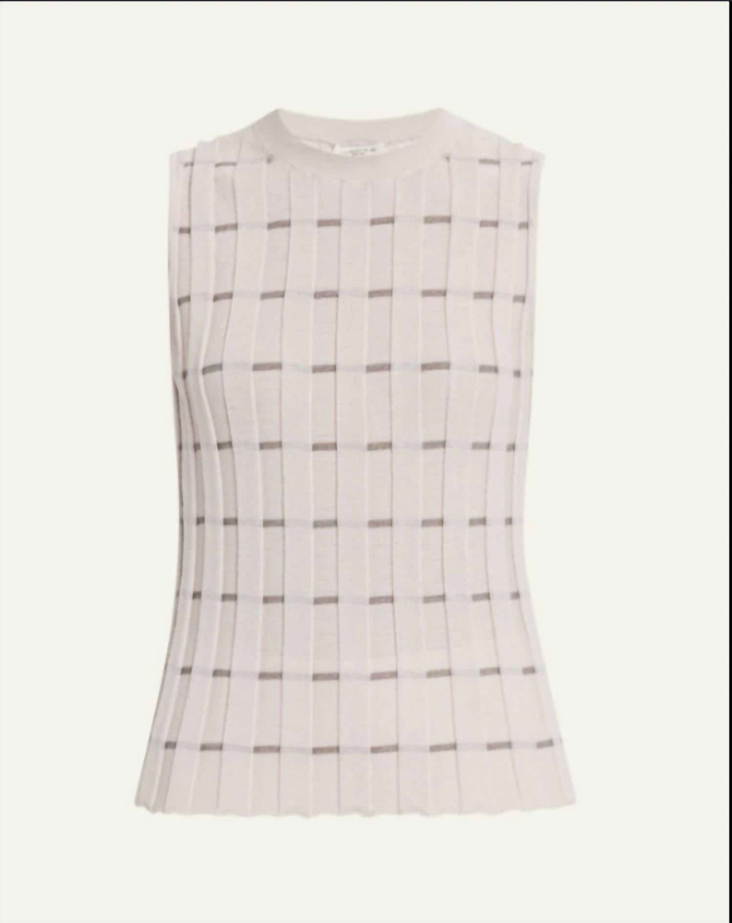 Lafayette 148 Women's Plaited Ribbed Stripe Shell Top in pearl multi - women's tank top