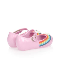 Mini Melissa Girls Ultragirl Sunny Day Sandals in pink white - kids' sandal - detail view