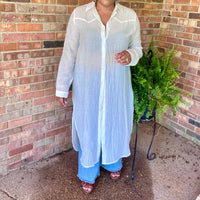 Umgee - Whimsy Crinkle Collared Button Up Maxi Shirt Dress