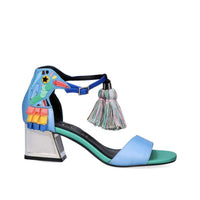 Exe Women's Luisa Low Heel Sandal in aqua green - women's heels