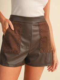&Merci - Studded Faux Suede Pocket Shorts