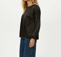Michael Stars Lali Crew Neck Blouse in black - women's blouse - alternate view