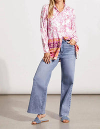 Tribal - Faina Floral Border Print Long Blouse
