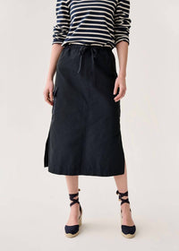 Ann Mashburn Willa Faille Midi Skirt in navy - women's skirt