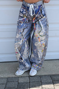 Vibrant M.I.U - Piper Printed Barrel Jeans