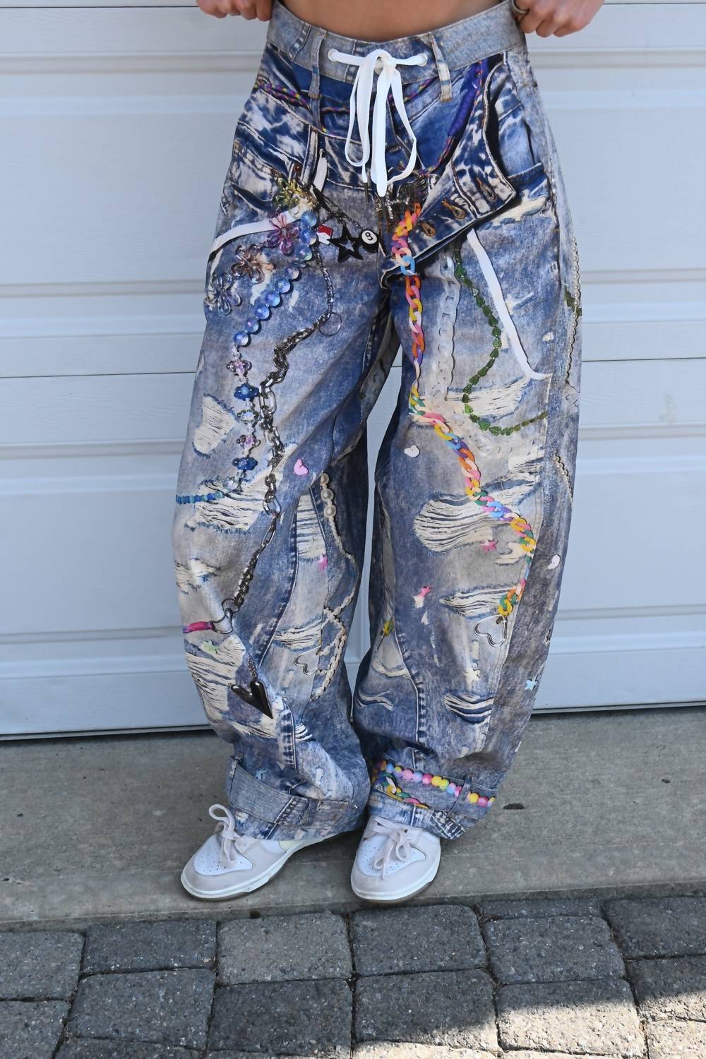 Vibrant M.I.U - Piper Printed Barrel Jeans