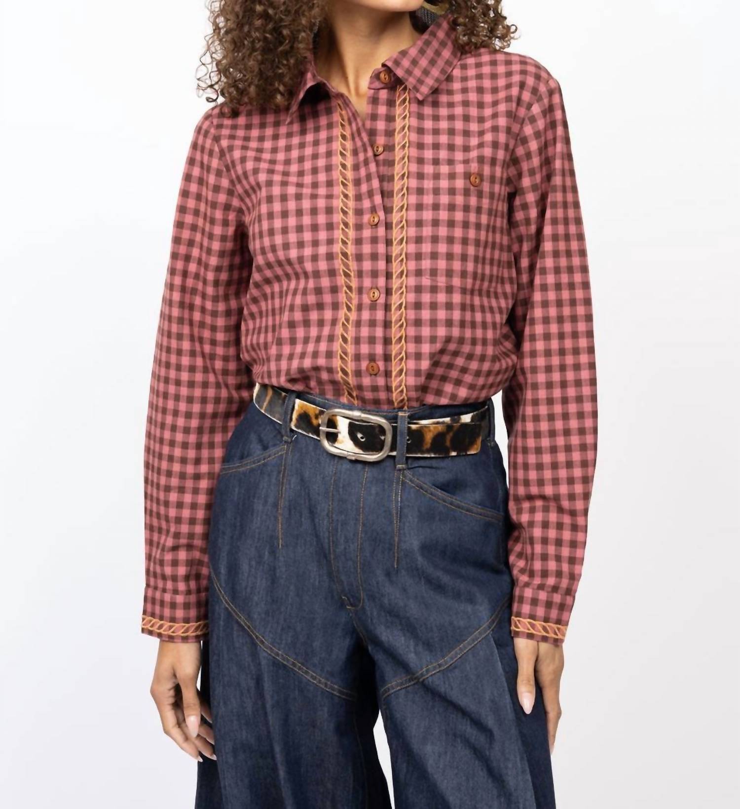 Ivy Jane Howdy Cowboy Plaid Shirt in pink - women's shirt