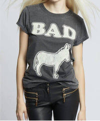 Recycled Karma Bad Burn Out Graphic Tee Shirt in grey - women's t-shirt