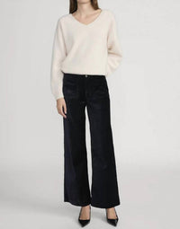 FRAME Le Slim Palazzo Modernist Pocket Pant in navy velvet - women's pants