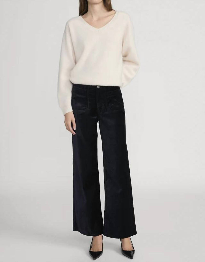 FRAME Le Slim Palazzo Modernist Pocket Pant in navy velvet - women's pants