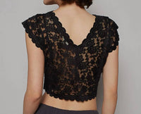 Pol - Lace Cropped Cap Sleeve Top